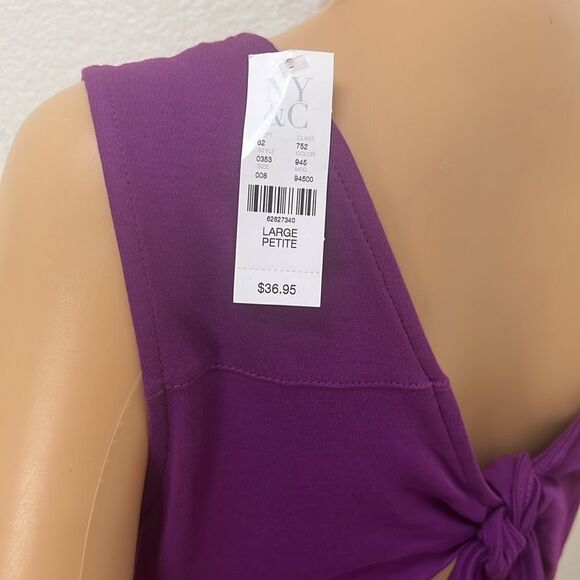 New York & Company Dress Petite Large Scoop Neck Sleeveless Mini Plum Purple New - Picture 9 of 12